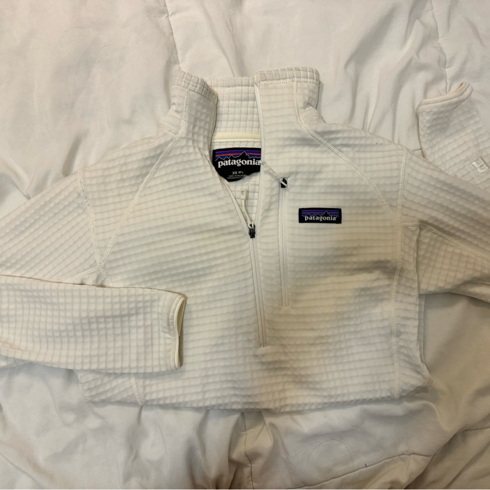 Patagonia R1 Fleece Pullover, white, lightweight, half-zip, excellent condition